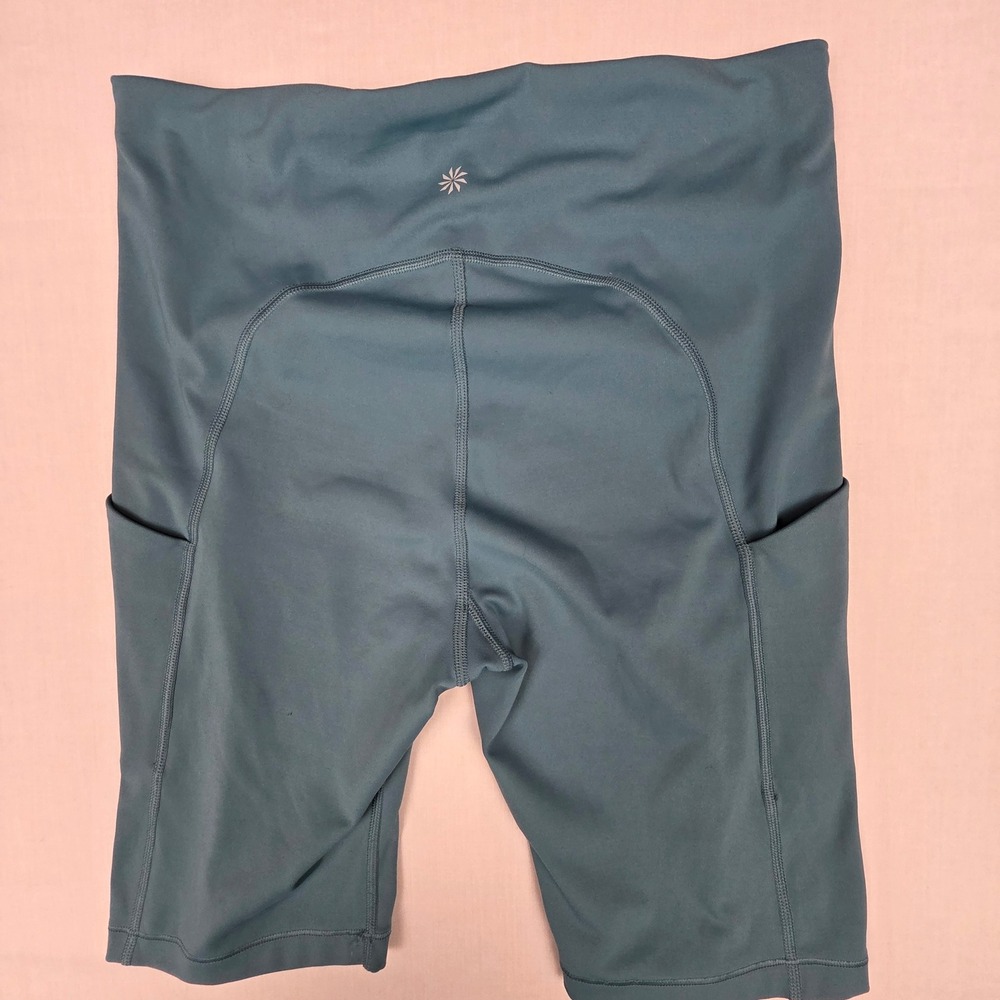 Athleta Ultimate Stash Pocket 9" Biker Shorts M Teal Womens High Rise Athletic - Picture 7 of 8